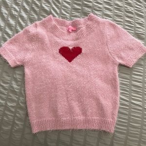 Heart fuzzy crop-top sweater